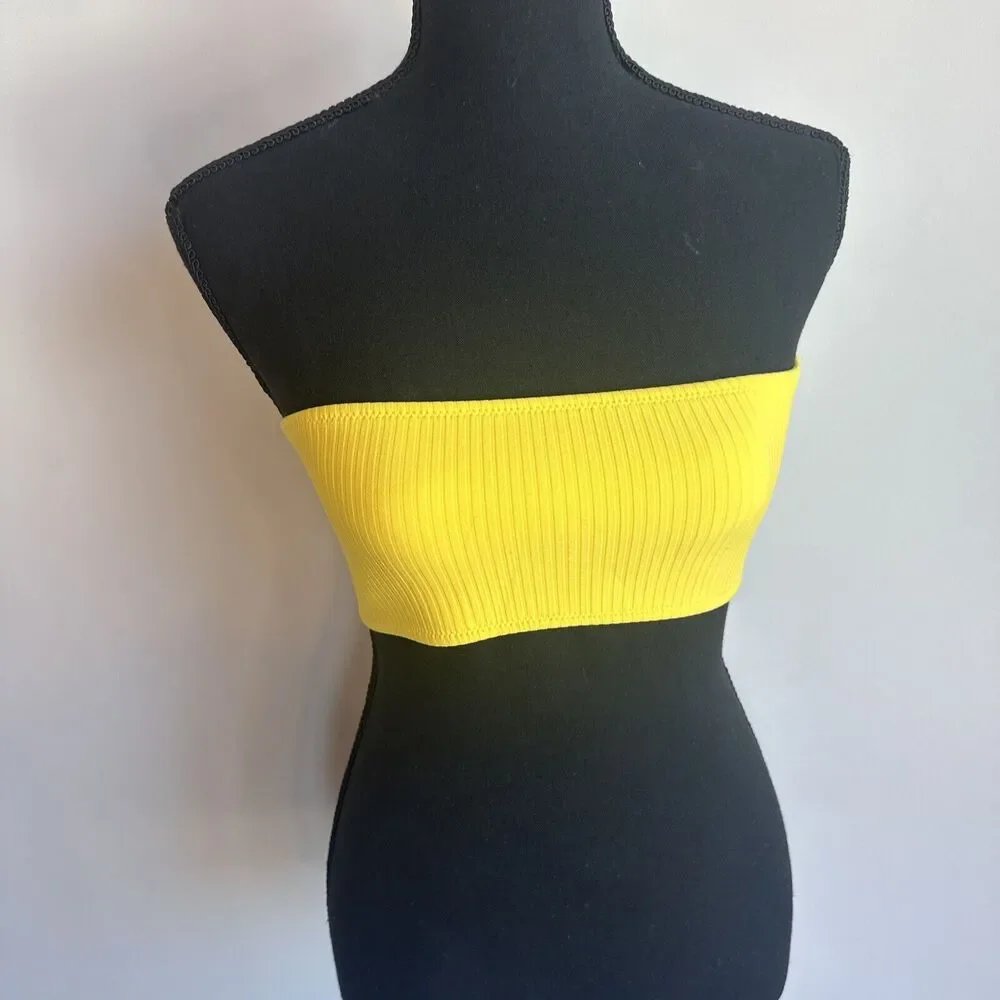 Triangl Yellow Print Bikini swimsuit top only bandeau strapless Swim Small Suit